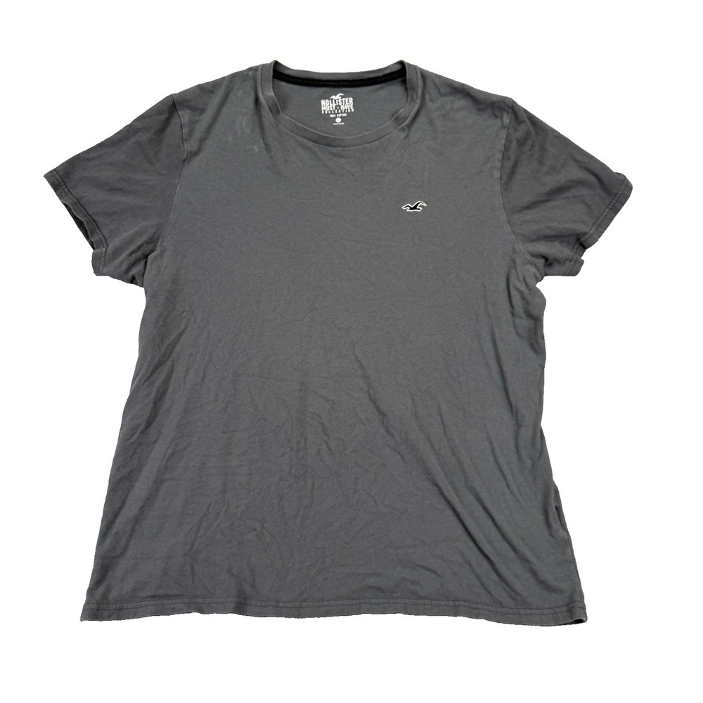 Hollister T Shirt Mens XL Gray‎ Must Have Collection Embroidered Logo Crewneck